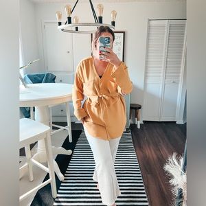 Aritzia Wilfred Long Sleeve Tie-Front Blouse